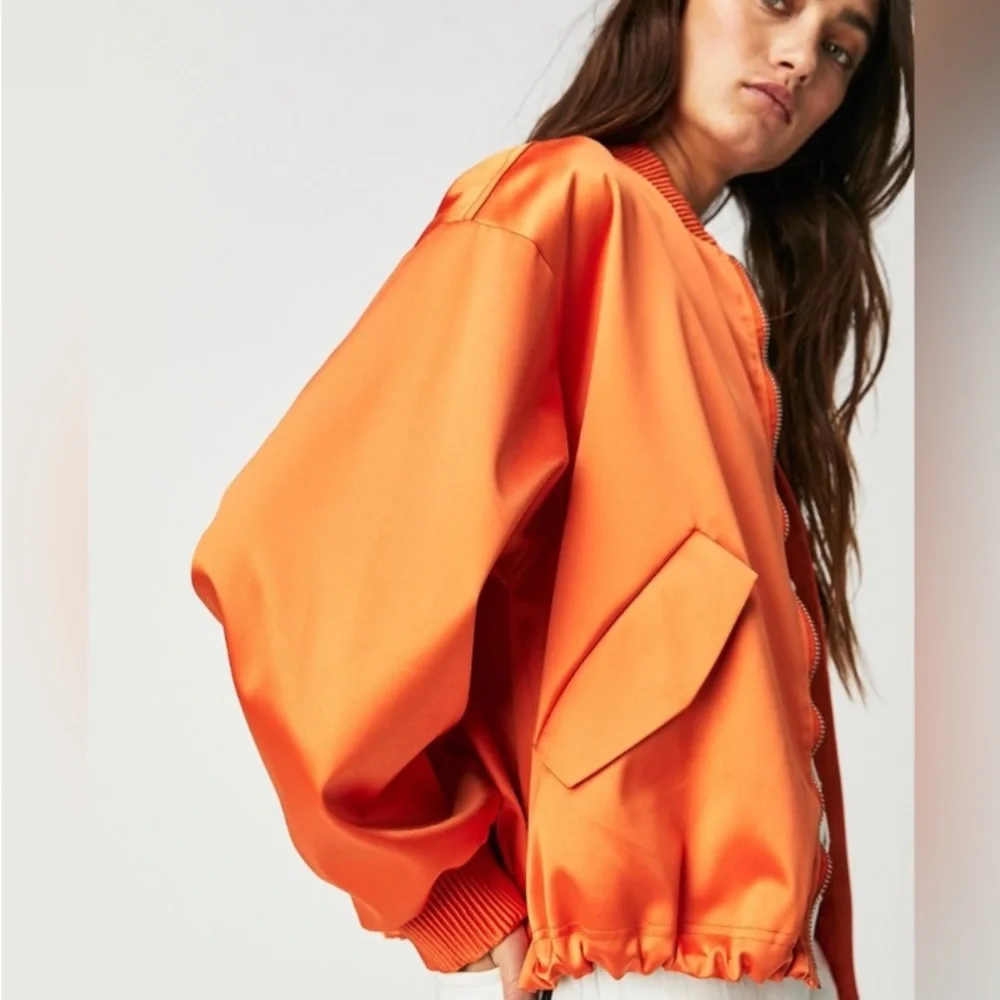We The Free Echo Bomber Jacket Orange Various Sizes - Picture 2 of 5